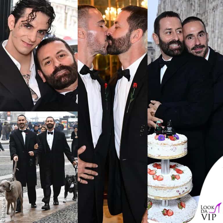 Marcelo Burlon Bratislav Tasic unione civile Palazzo Reale Milano outfit Moschino