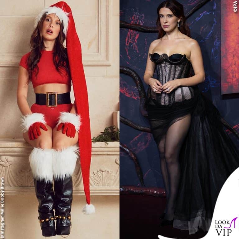 Millie Bobby Brown vestita da mrs claus nello shooting natalizio