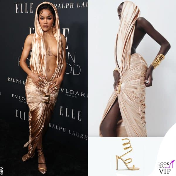 abito Balmain, sandali Caovilla 