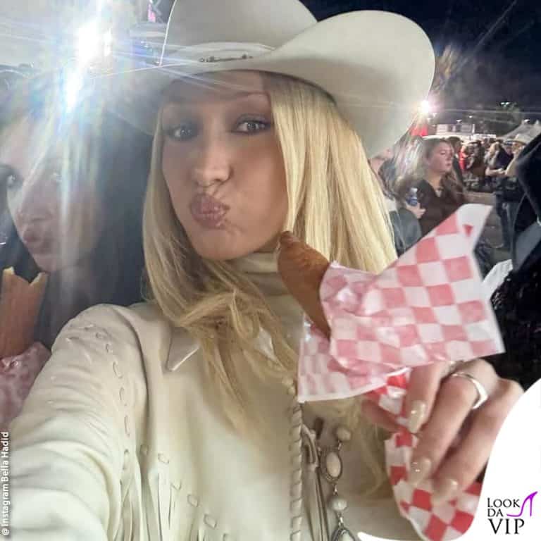 bella hadid a rodeo con il look a tema