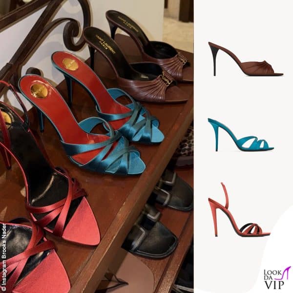 Lo shopping della Nader: diverse paia di sandali Saint Laurent 