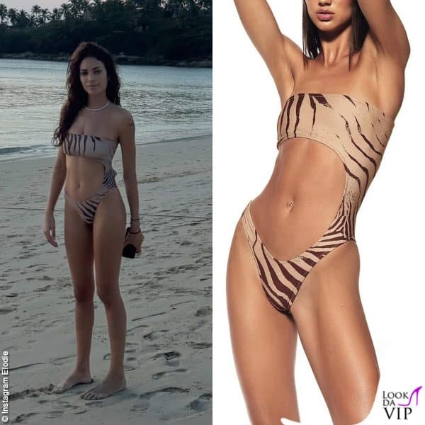 Il costume di Elodie fa parte della collabs Skims x Roberto Cavalli 