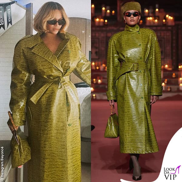 Il look verde in pelle ha sfilato qualche settimana fa sulla passarella di Rowen Rose