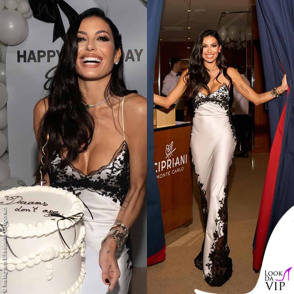 Elisabetta Gregoraci 46 compleanno abito Ermanno Scervino
