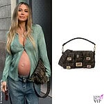 Diletta Leotta pancione cardigan Ballantyne jeans minimum fashion borsa Fendi