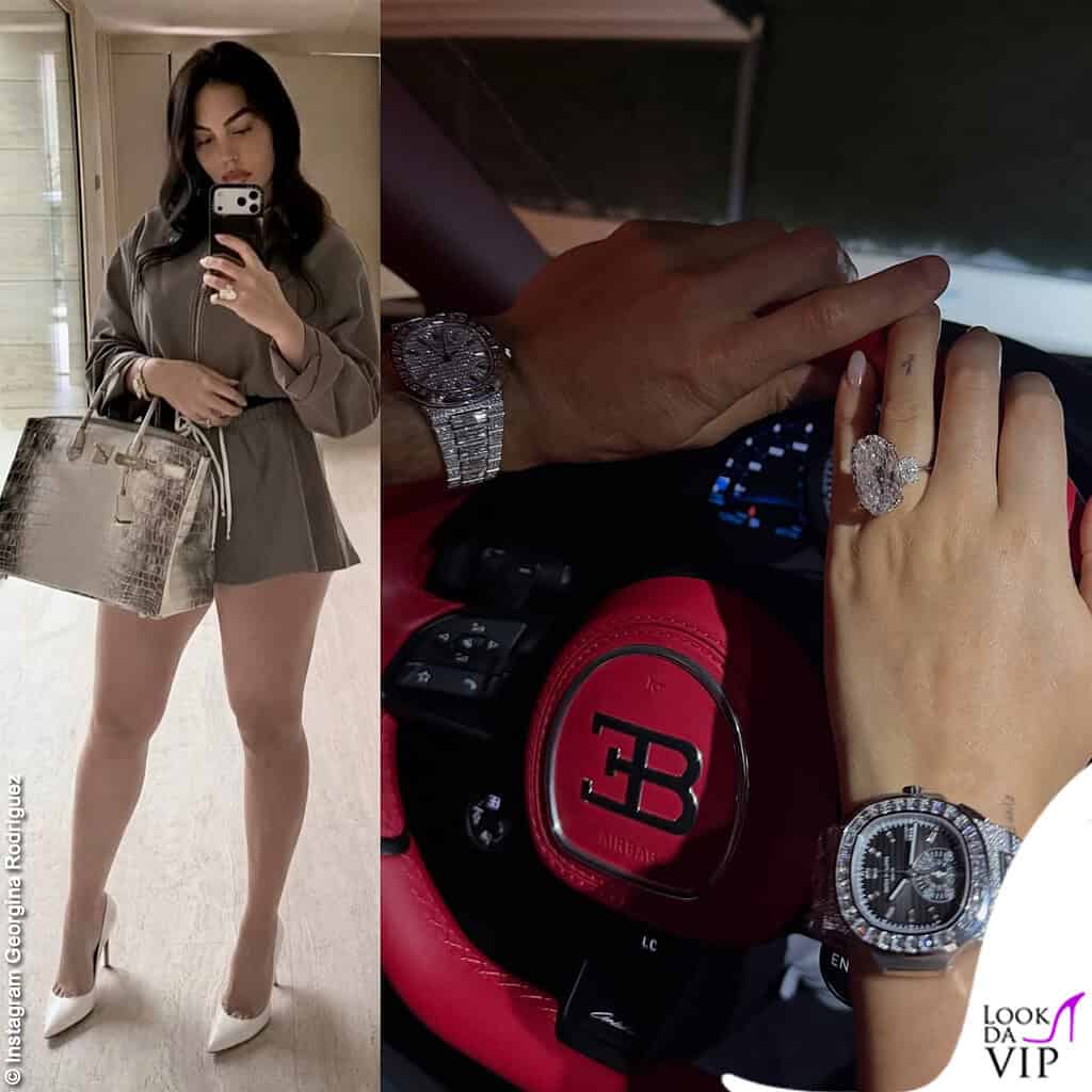 Georgina Rodriguez Cristiano Ronaldo orologi lusso Patek Philippe borsa Hermes