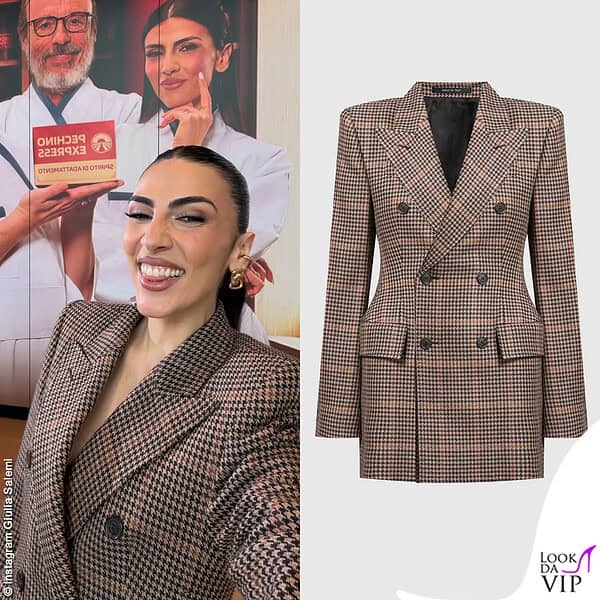 Alla presentazione Giulia Salemi ha indossato una giacca Balenciaga 