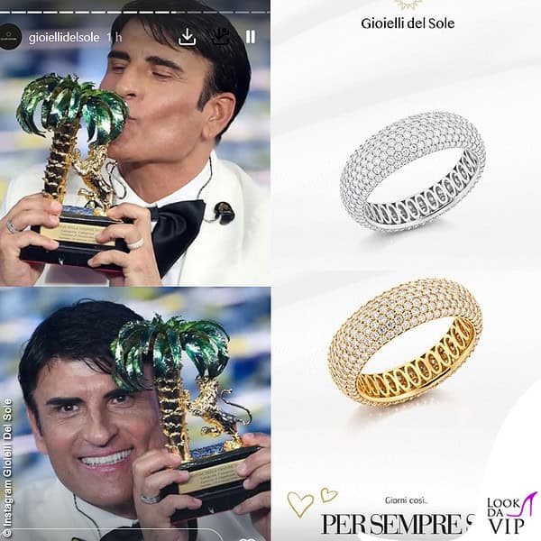 Sal Da Vinci vince Sanremo 2026 con l'outfit Emanuel Ungaro e le fedi Gioielli del Sole 