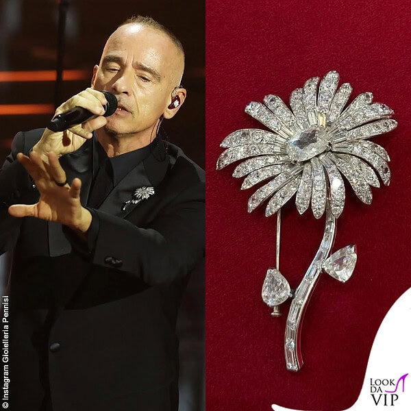 Eros Ramazzotti, outfit Giorgio Armani e spilla Gioielleria Pennisi