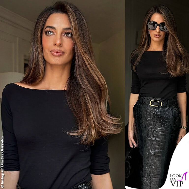 Amal Clooney capelli nuovo taglio Giannetos outfit Elie Saab