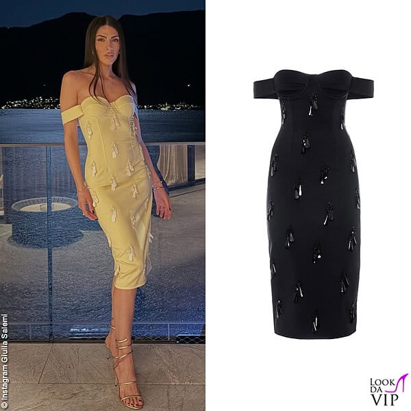 Giulia Salemi ha indossato per il suo compleanno un vestito giallo Des Phemmes della collezione SS26