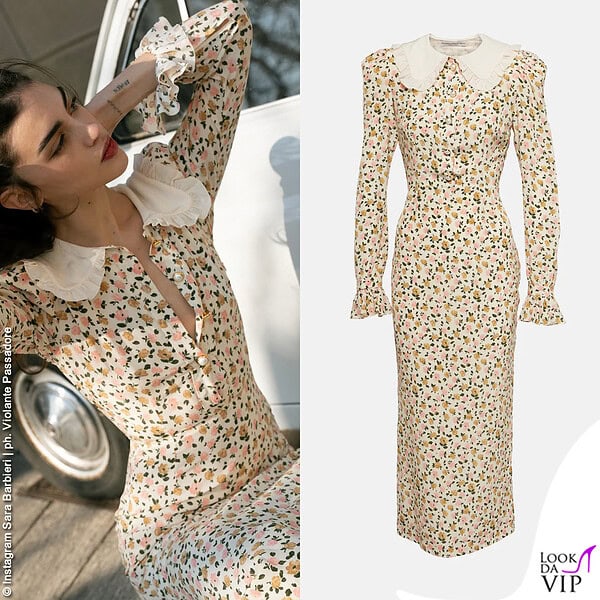 Sara Barbieri, vestito a fiori Alessandra Rich