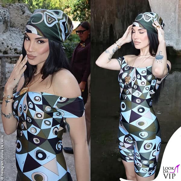 A Siracusa, Giulia De Lellis ha sfoggiato un outfit optical