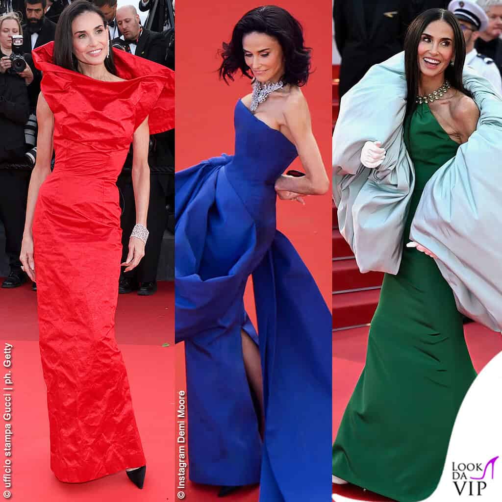 Cannes 2026 Demi Moore abitI Gucci Self Portrait Balenciaga