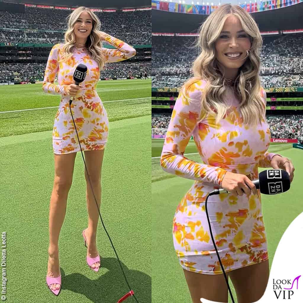 Diletta Leotta cerimonia apertura Mondiali abito Alex Perry