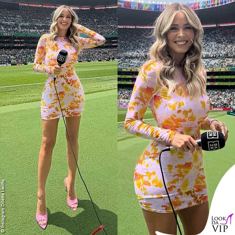 Diletta Leotta cerimonia apertura Mondiali abito Alex Perry