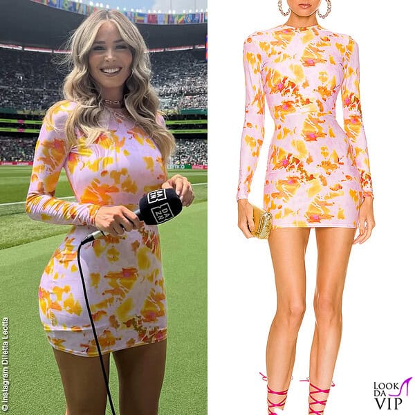 Il look di Diletta Leotta alla cerimonia apertura Mondiali 2026 è un abito floreale aderente Alex Perry
