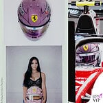Lewis Hamilton Kim Kardashian GP F1 Monaco casco rosa Ferrari