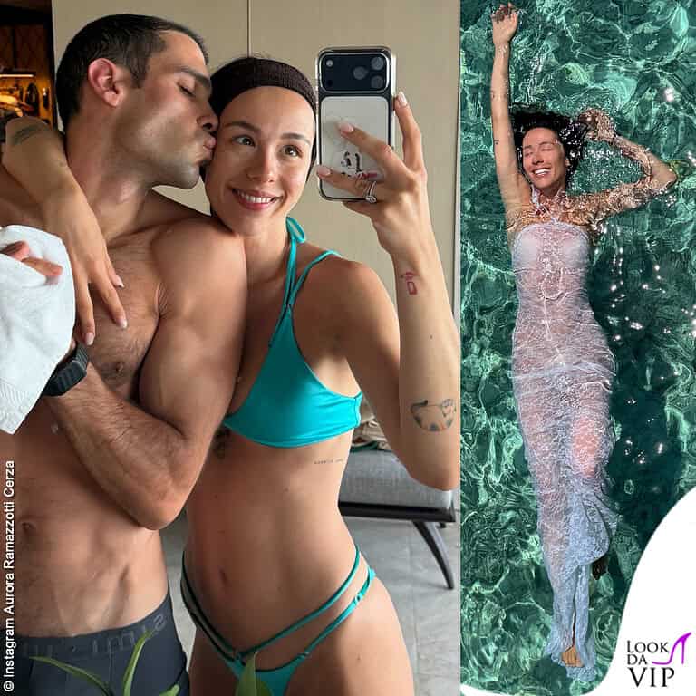 Aurora Ramazzotti Goffredo Cerza viaggio di nozze Maldive bikini Talhita vestito Belfiori