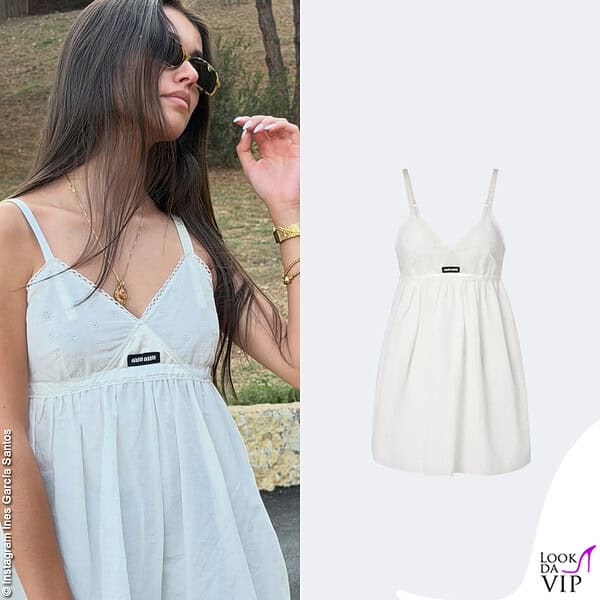 Ines indossa un vestito Miu Miu 